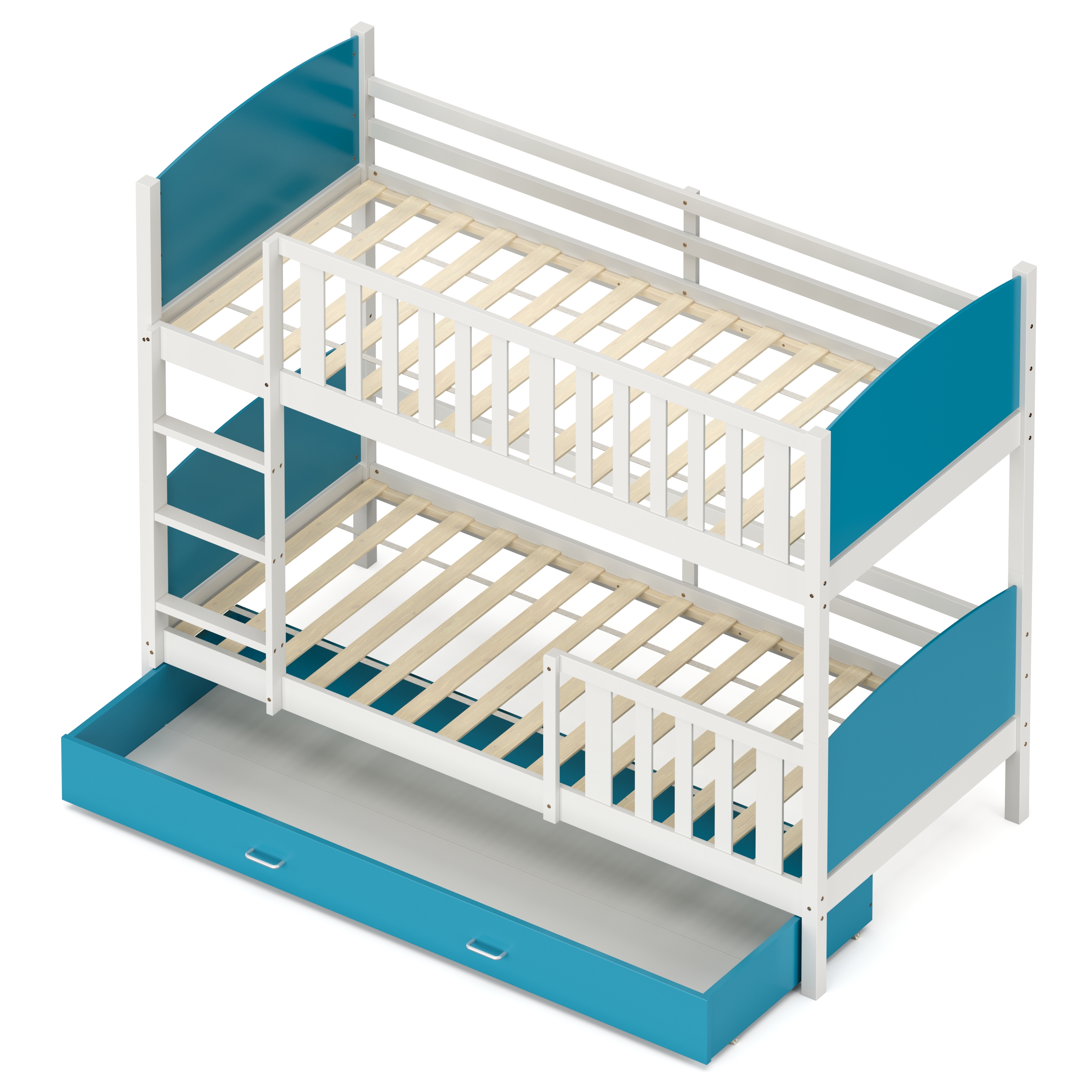 Etagenbett mit Stauraum JOHNNY 90 x 200 cm blau/weiss