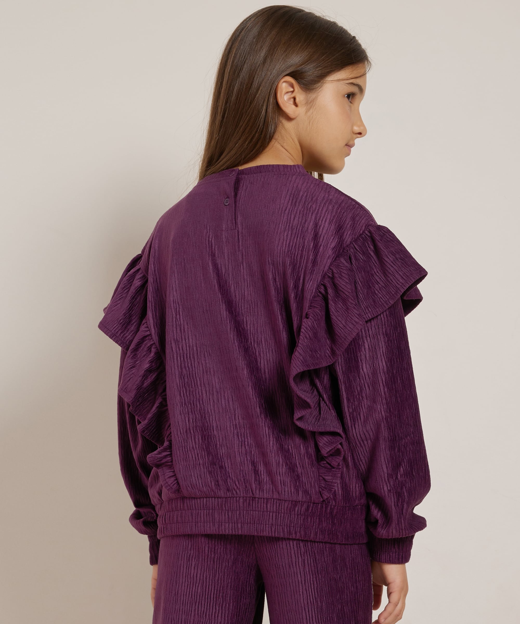 velvet trui met grote ruches