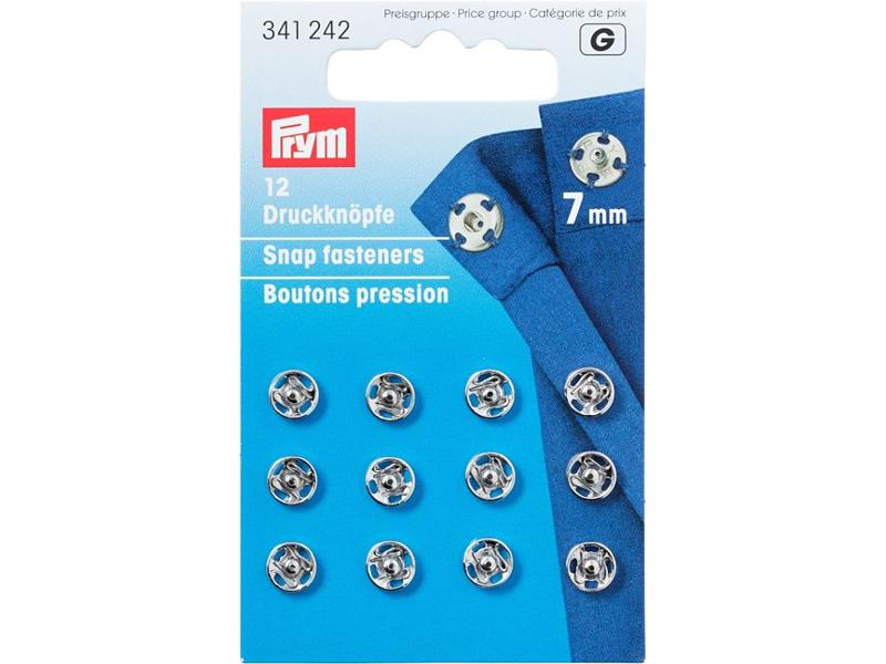 Prym Druckknöpfe Silber, 7 mm Annähdruckknöpfe für Bekleidung und Accessoires