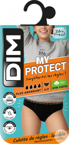 Dim My Protect Culotte Menstruelle Coton Bio Flux Abondant 12 Ans Noir 1 Pièce