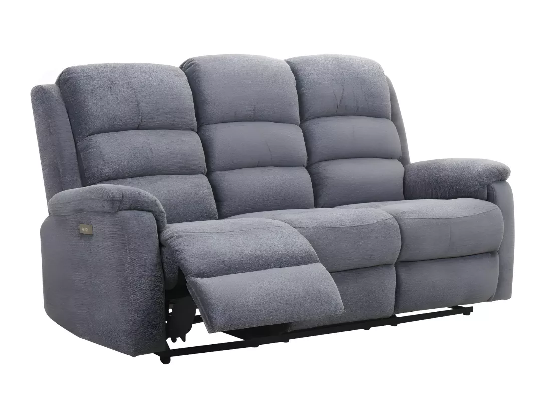 Canapés 3 places 2 places et un fauteuil relax électrique en tissu anthracite NEVERS