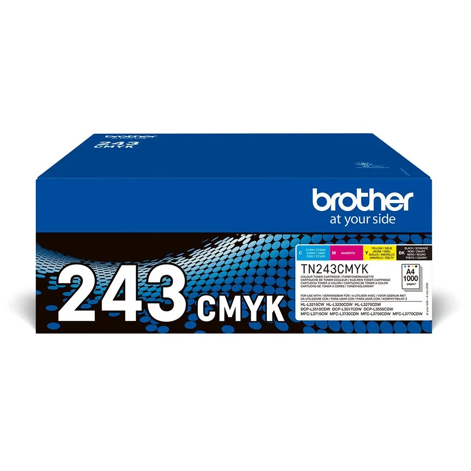 Brother TN243CMYK Value Pack - 4 pakker - sort, gul, cyan, magenta - original - tonerpatron - for Brother DCP-L3510CDW, HL-L3270CDW, HL-L3290CDW, MFC-L3710CW, MFC-L3730CDN, MFC-L3750CDW, HL-L3210CW