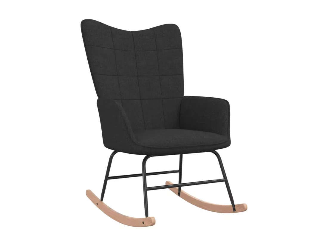 Chaise à bascule avec tabouret Noir Tissu