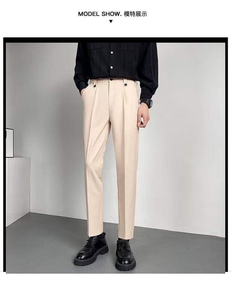 Bay Go Mall - Mid Rise Plain Cropped Tapered Dress Pants