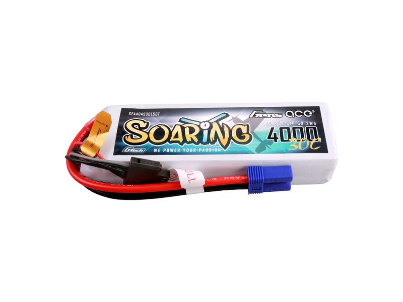 Gens ace RC-Akku LiPo 4000 mAh 14.8 V 30C Soaring, G-Tech 4S LiPo Akku mit EC5 Stecker