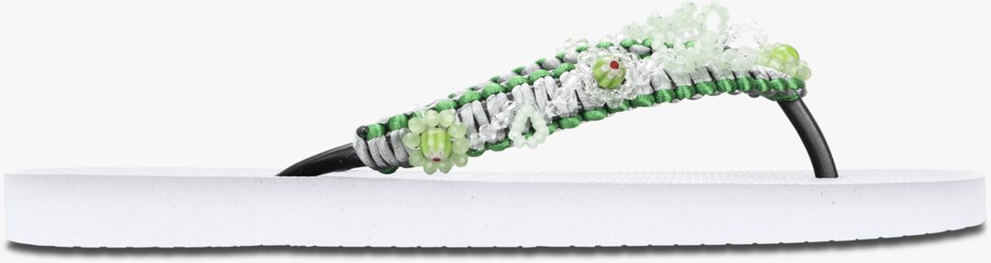UZURII witte uzurii teenslippers macrame green blossom