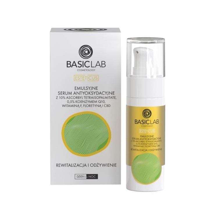 BasicLab Esteticus Emulsie Antioxidant Serum met 10% Ascorbyl Tetraisopalmitaat Revitalisering en Voeding 30 ml