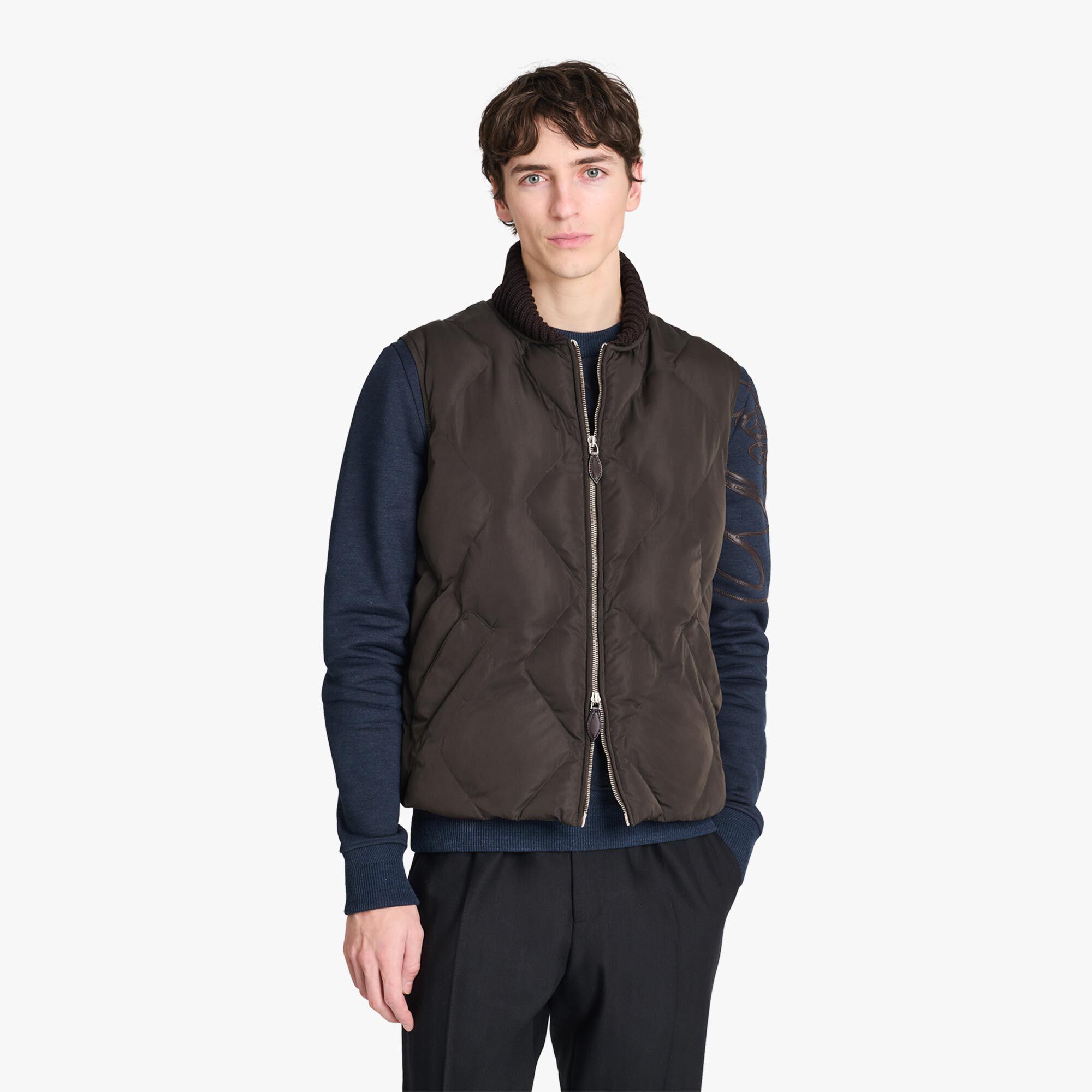 Doudoune Sans Manches En Nylon Matelasse Avec Col En Maille