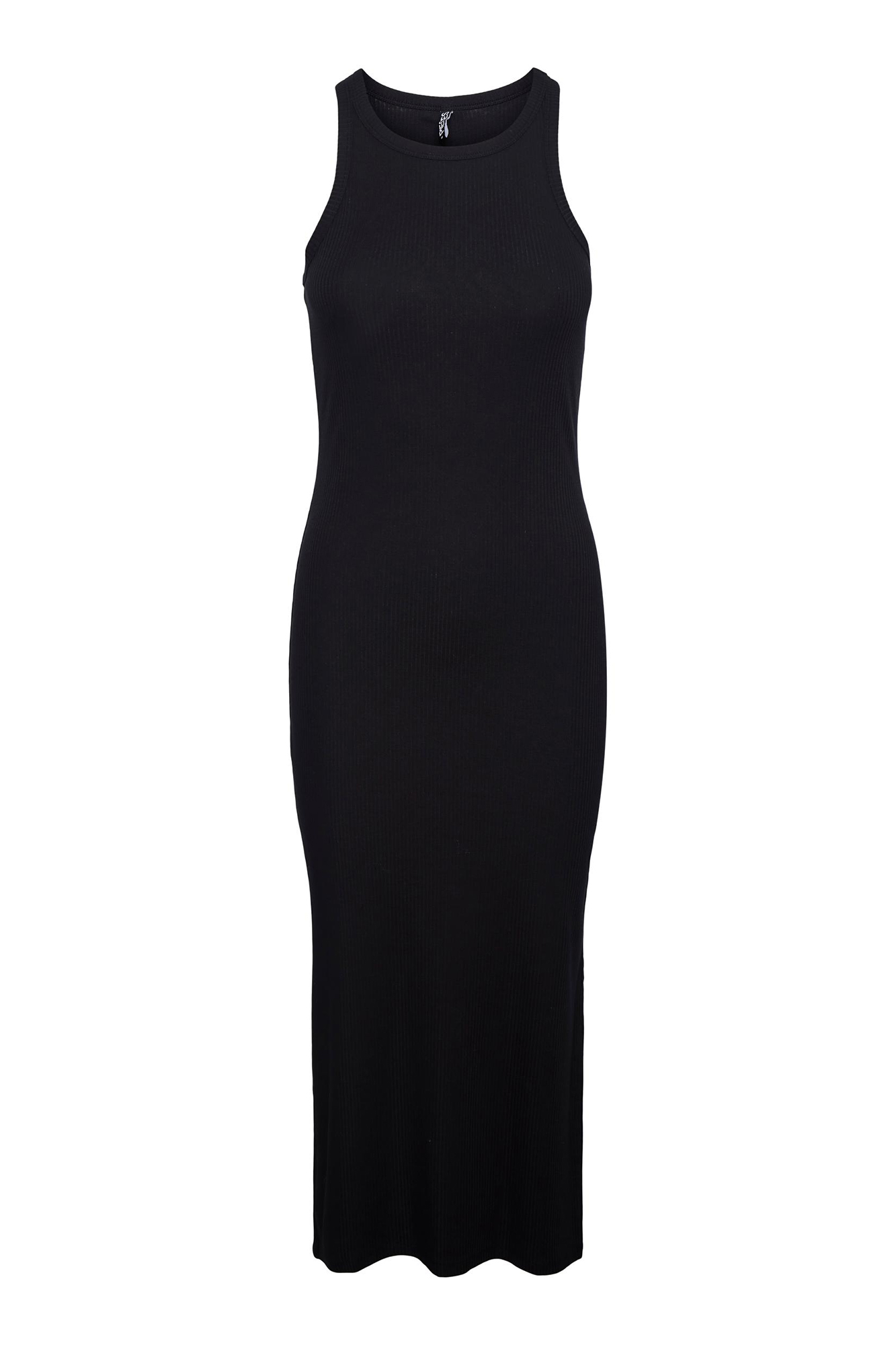 Vestido longo de algodão com mangas curtas