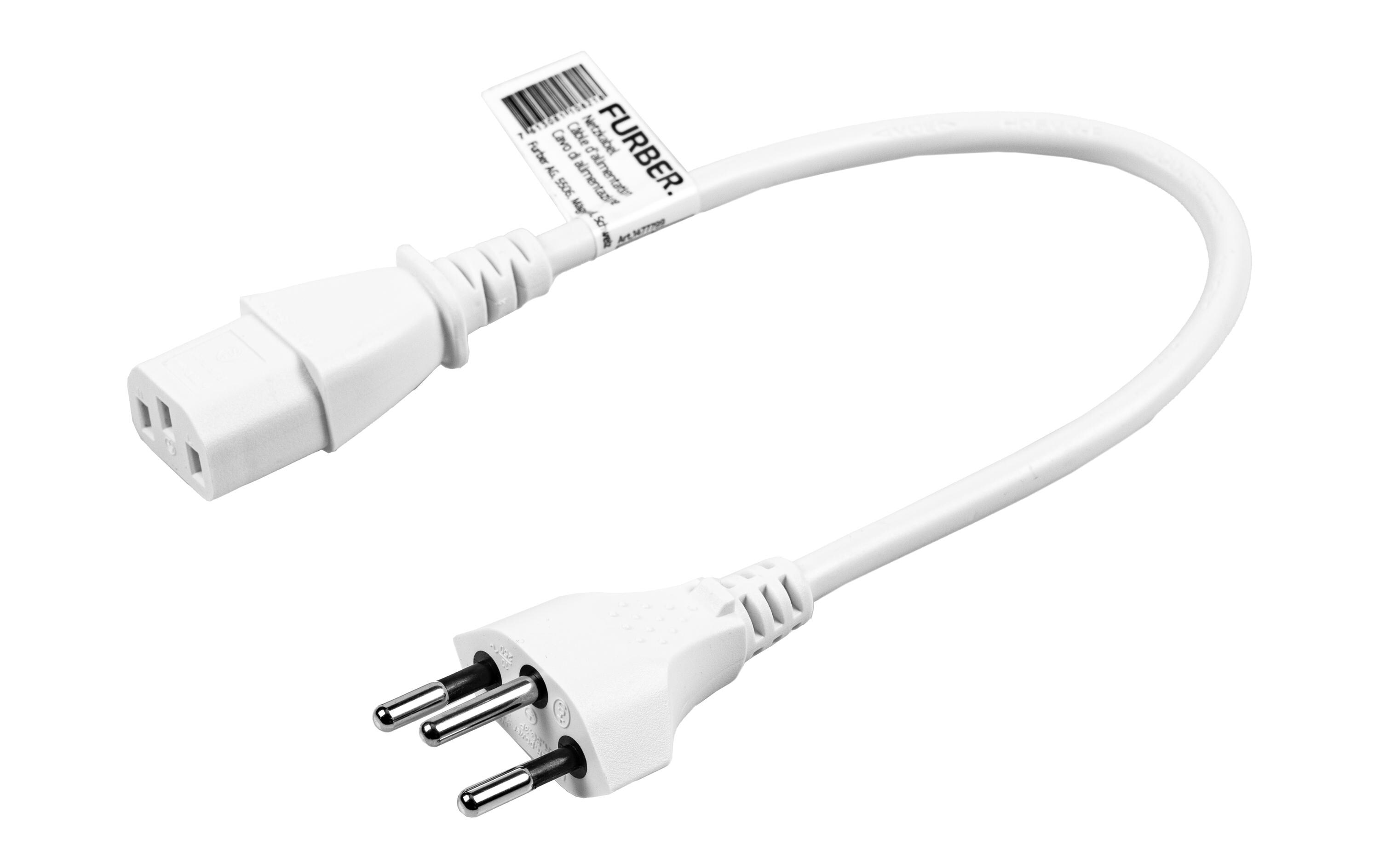 Netzkabel C13-T12 0.2 m WeissKaltgerätekabel H05 VV-F 3G0.75