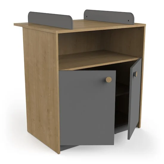 Gabin Commode à langer 2 portes   Chêne hamilton / Gris graphite        de               CBA Meubles