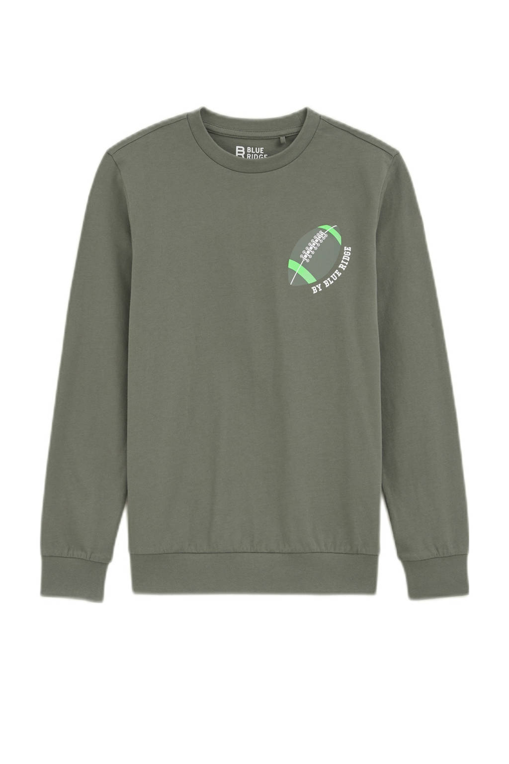 WE Fashion longsleeve met backprint olijfgroen