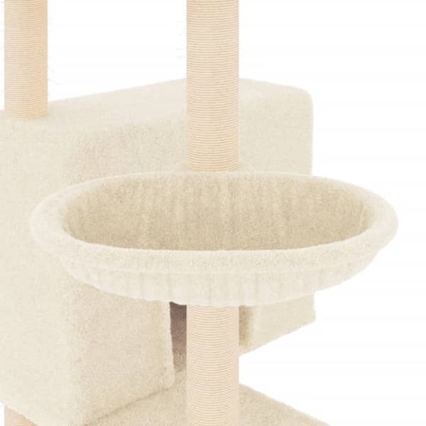 vidaXL Kattetre med klorestolper i sisal kremhvit 143 cm