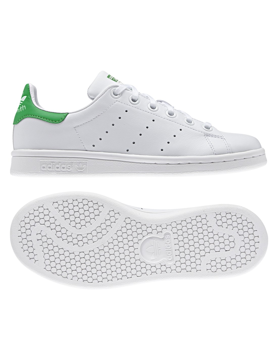 adidas sneakers mixte stan smith j cuir blanc vert