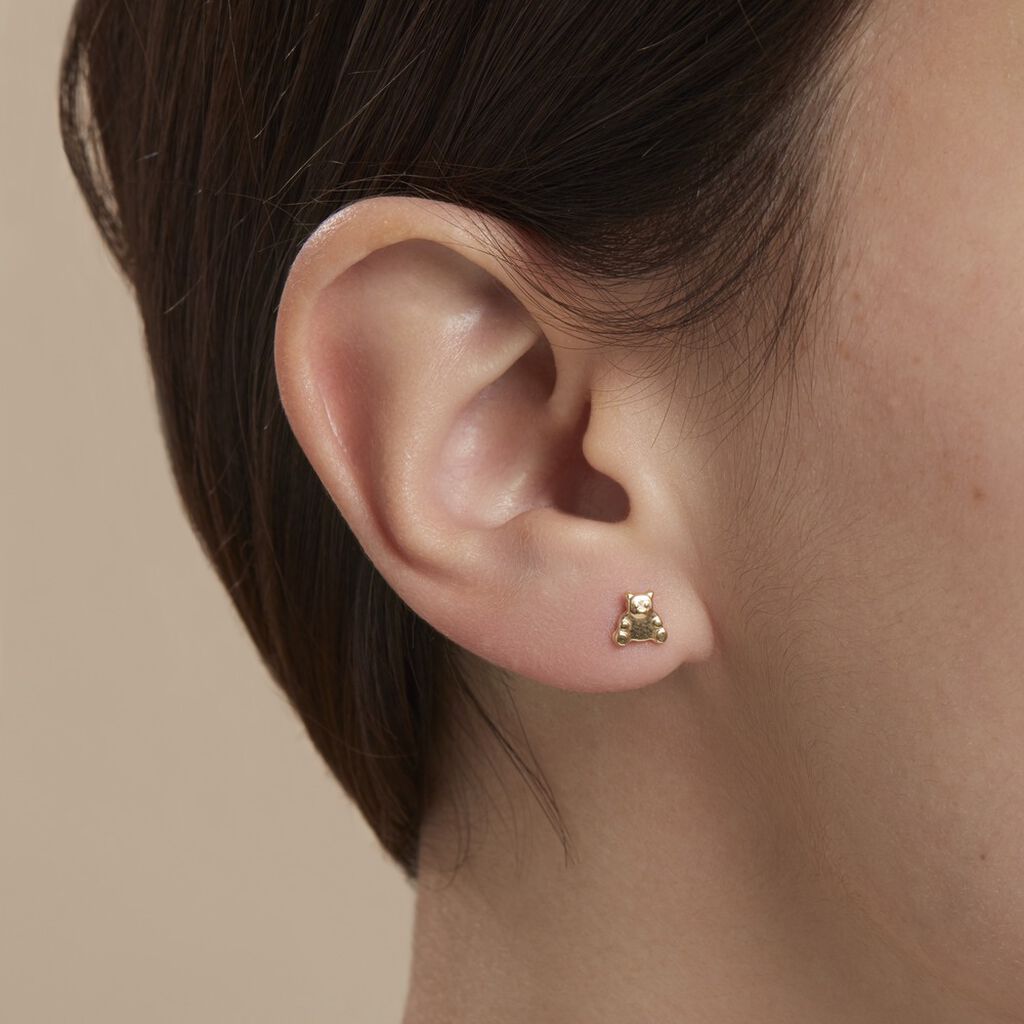 Boucles D'oreilles Puces Ours Or Or Jaune