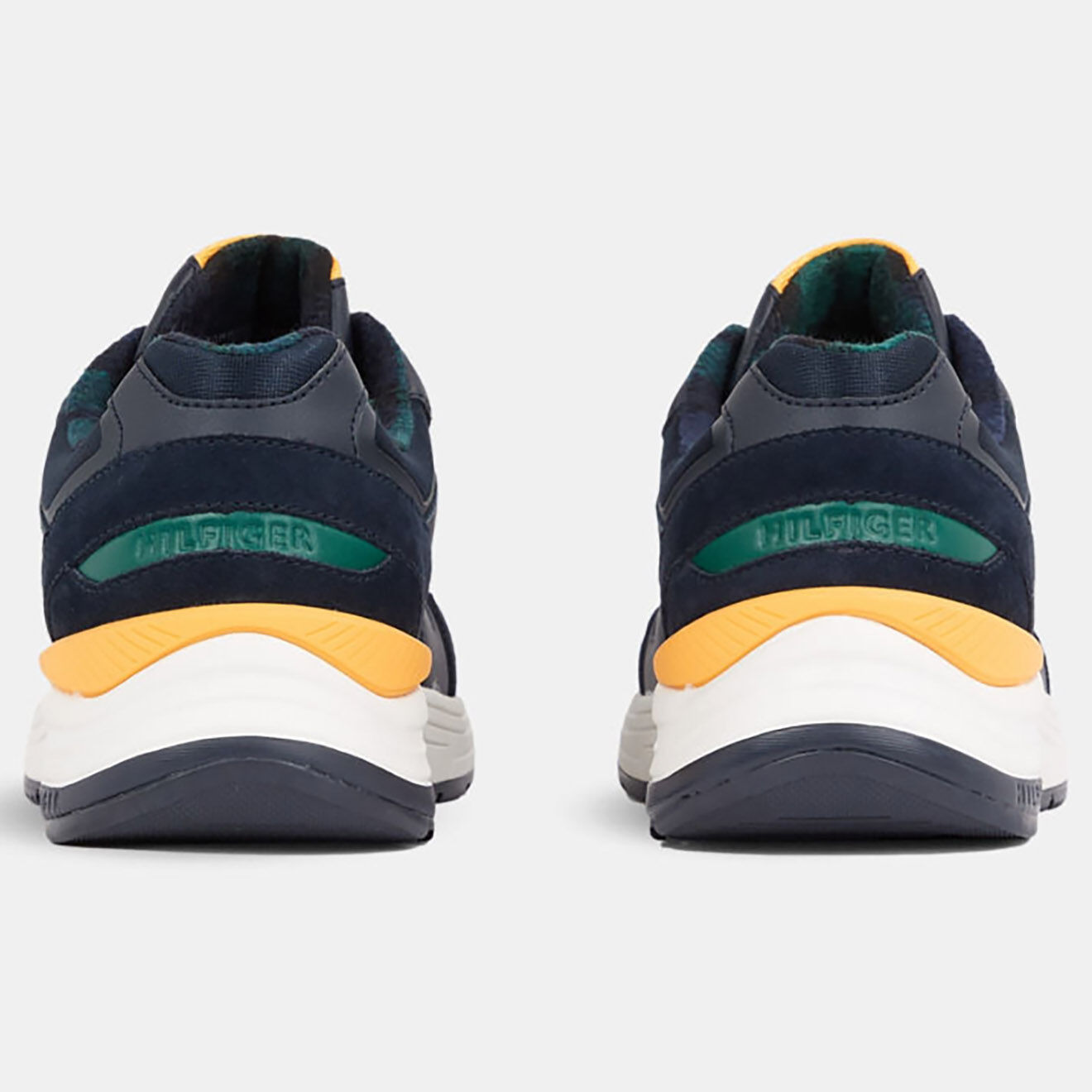 Tommy Hilfiger Baskets running en Cuir Modern Prep bleu marine/jaune