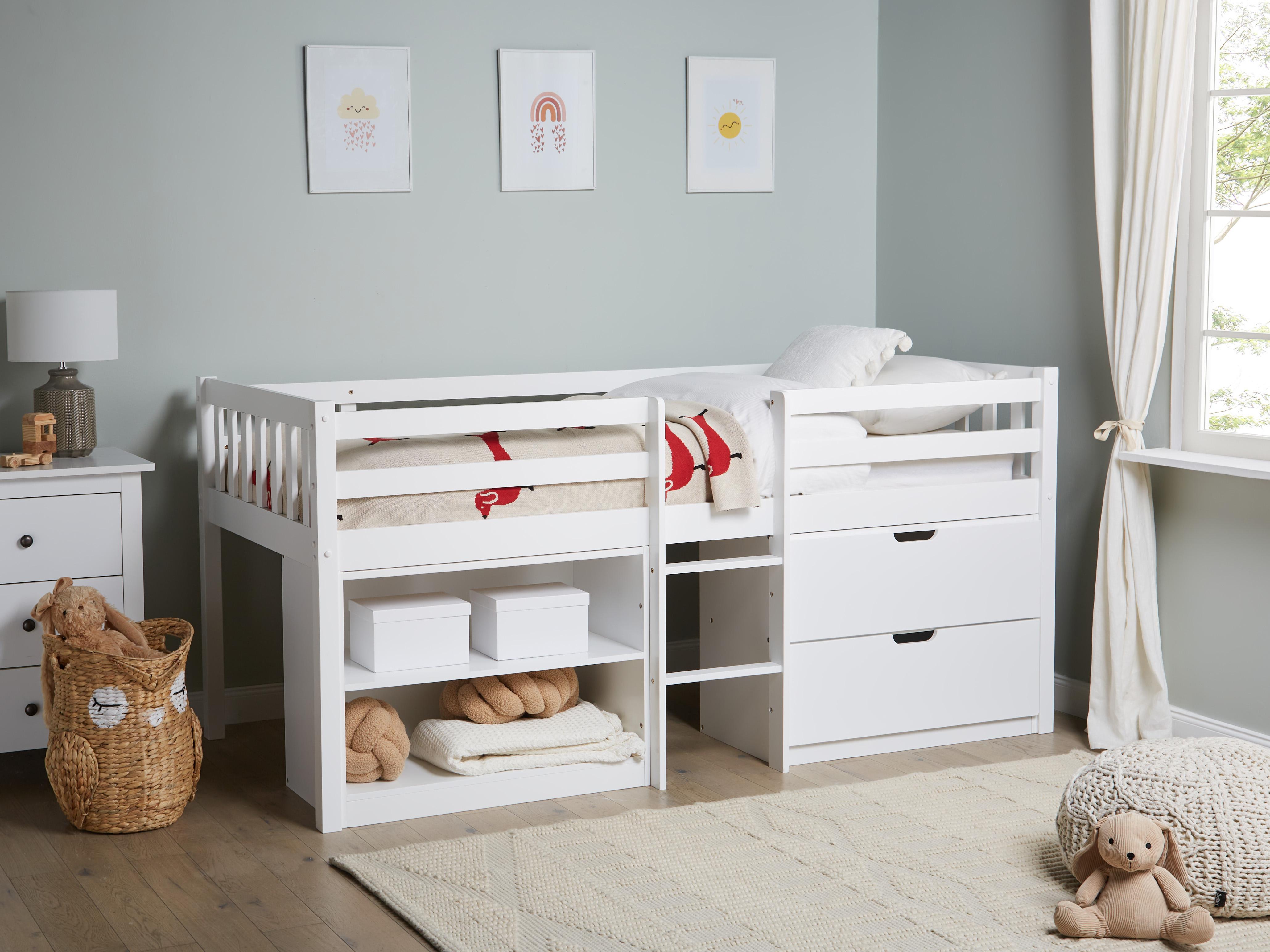 Verhoogd bed Hout SUSVILLE 90 x 200 cm Wit