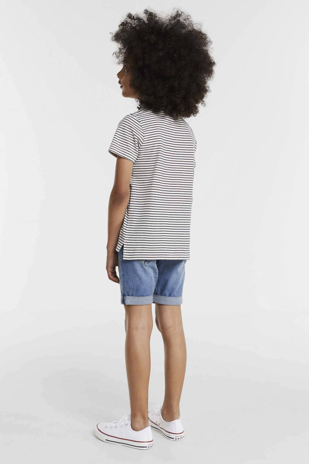 anytime gestreepte polo wit/blauw