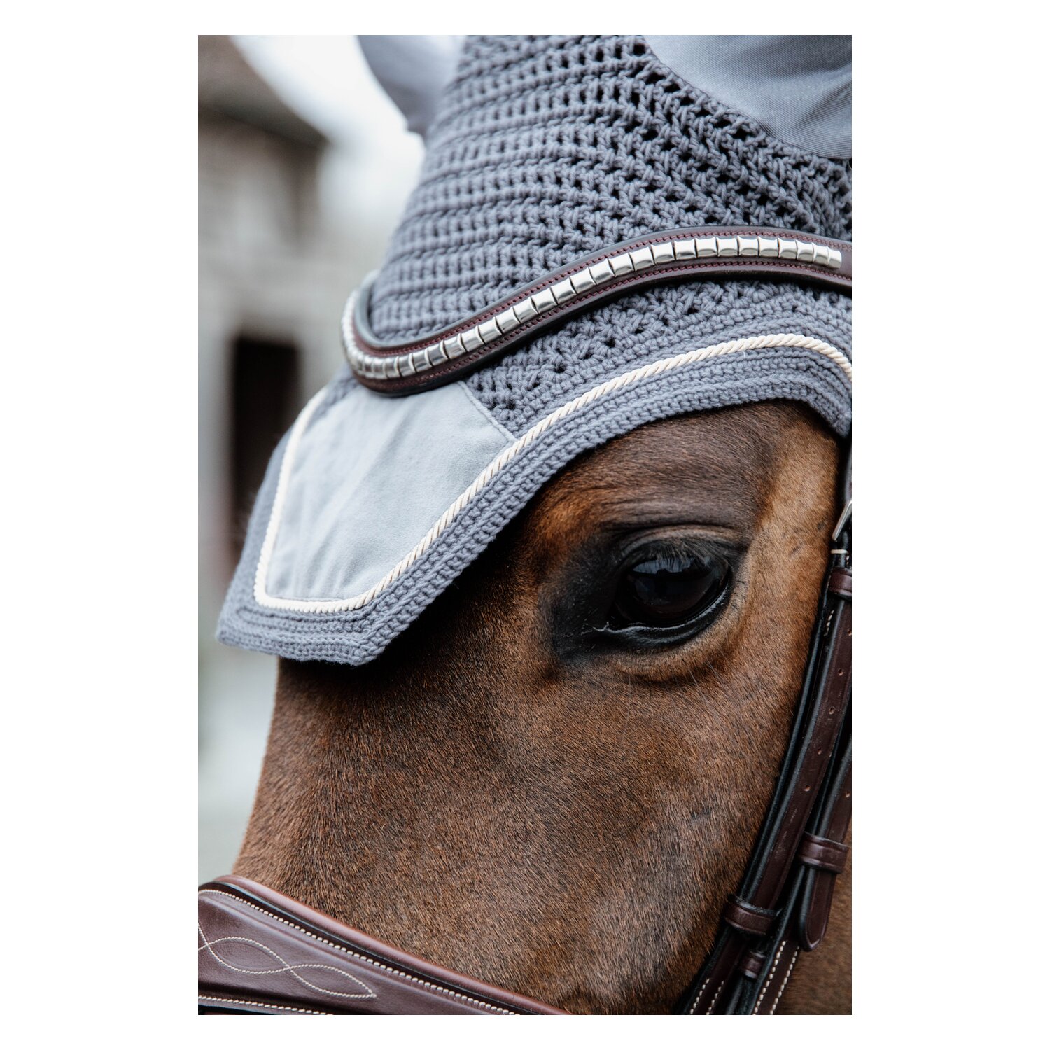 KENTUCKY Fliegenhaube Wellington Velvet  - grau - Warmblut