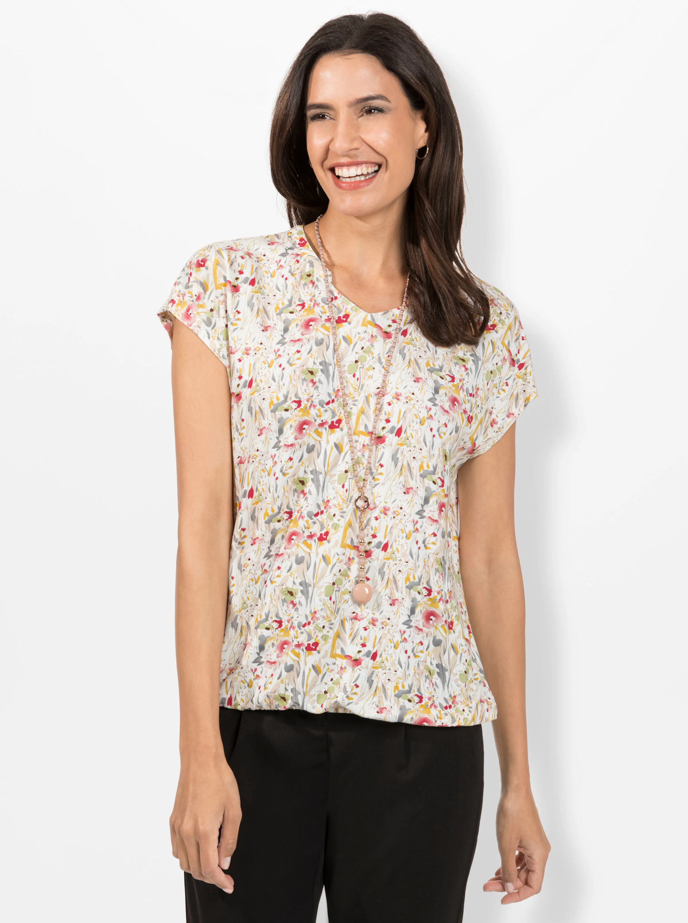 Shirt in ecru-bedruckt
