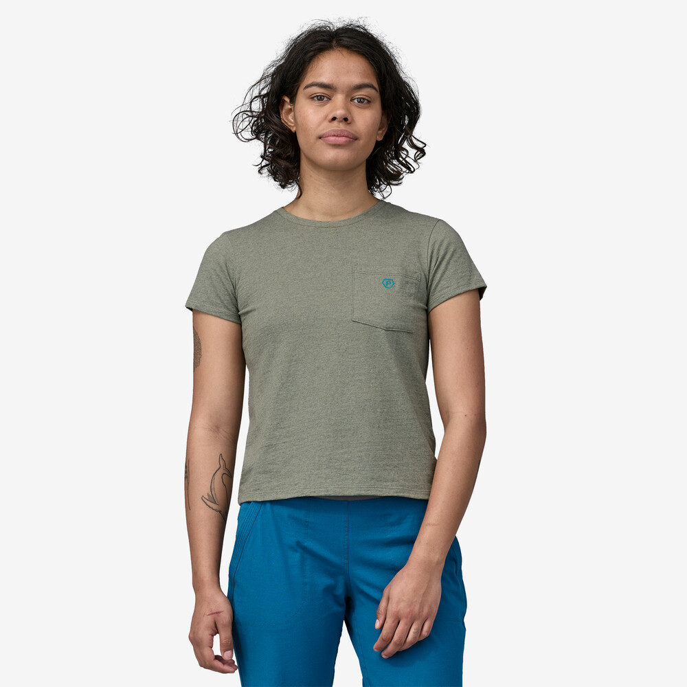 Damen Clean Climb Bloom Pocket Responsibili-Tee
