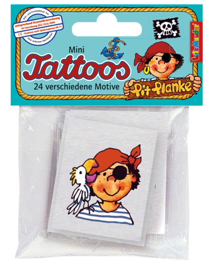 Tattoo-Set PIRAT PIT PLANKE 24-teilig in bunt