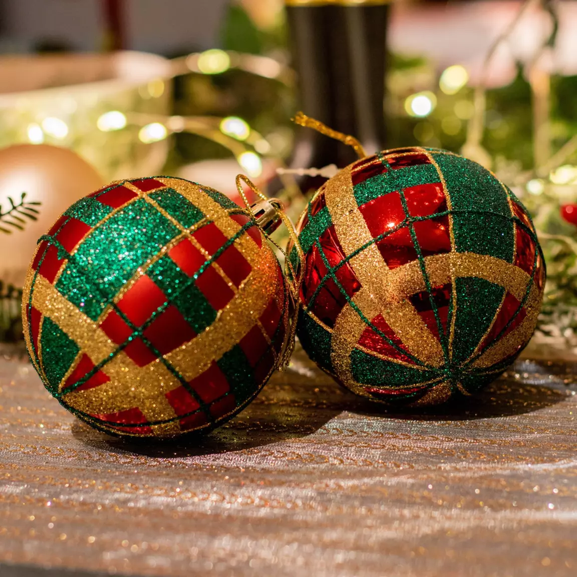 Lot de 12 boules de Noël (D80 mm) kity Rouge
