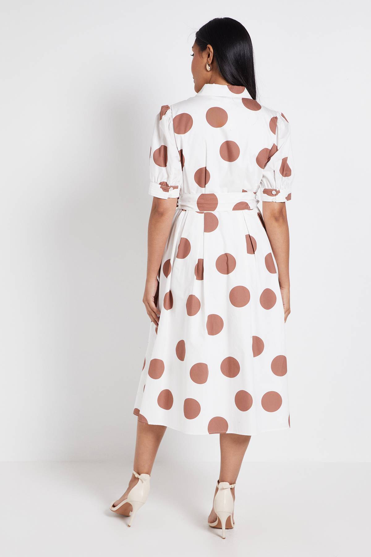 Wallis Robe Chemise Midi À Plis Nervurés Et Imprimé Petits Pois Petite