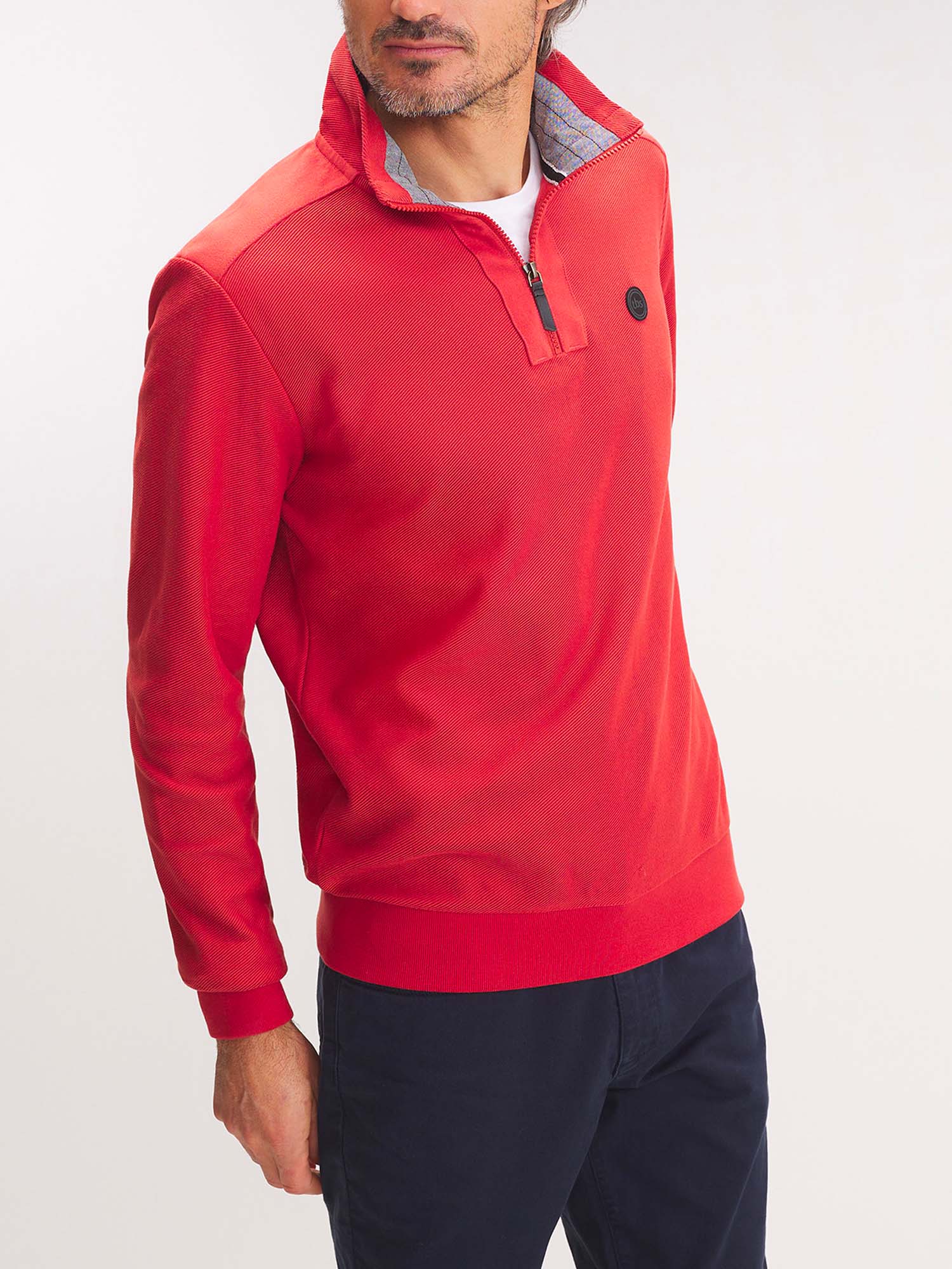 Pull Homme Col Camionneur Rouge