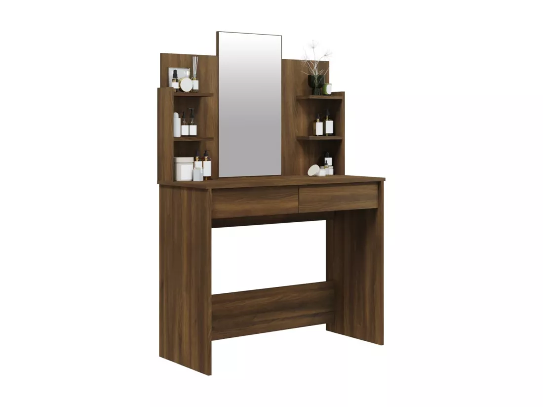 Coiffeuse avec miroir Chêne marron 96x40x142 cm