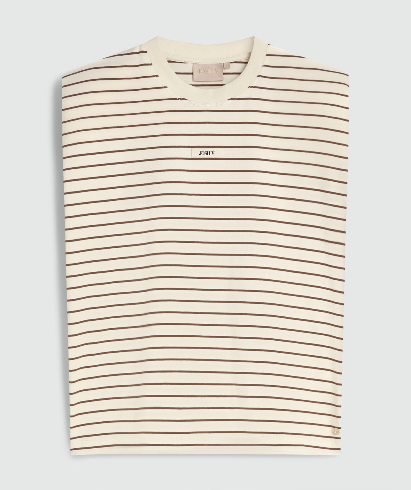 SUE T-shirt met schoudervulling - creme white dark brown
