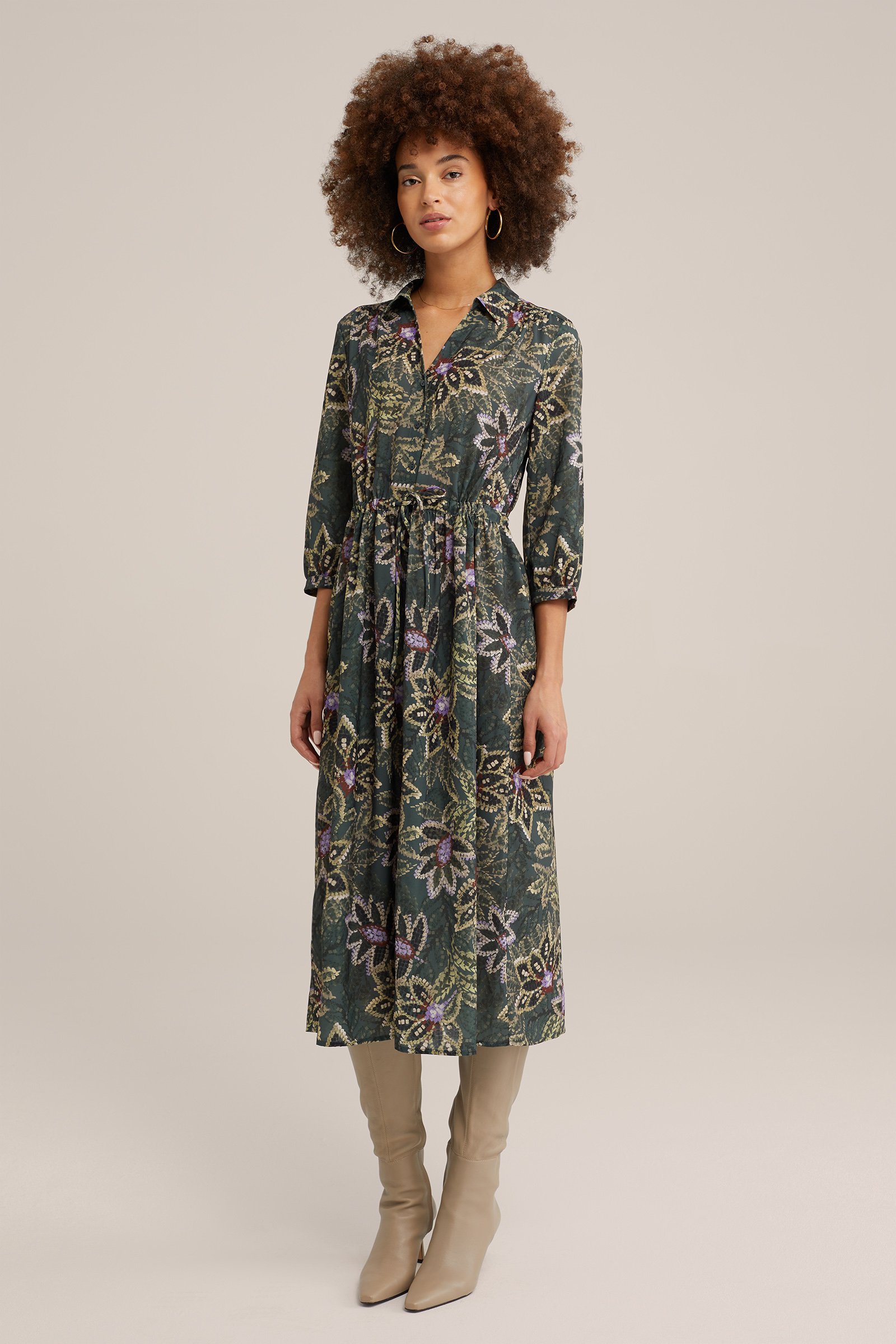 jurk met dessin WE Fashion Donkergroen