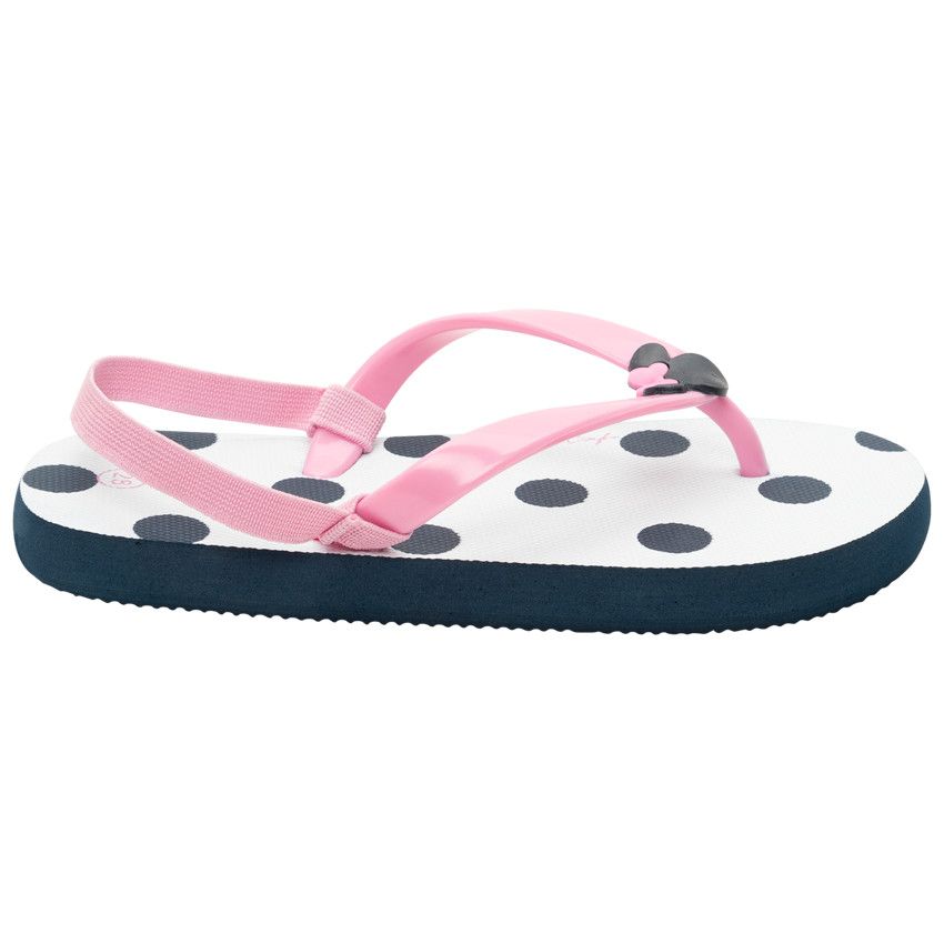 Tongs à bride rose badge Minnie Disney et pois - Rose