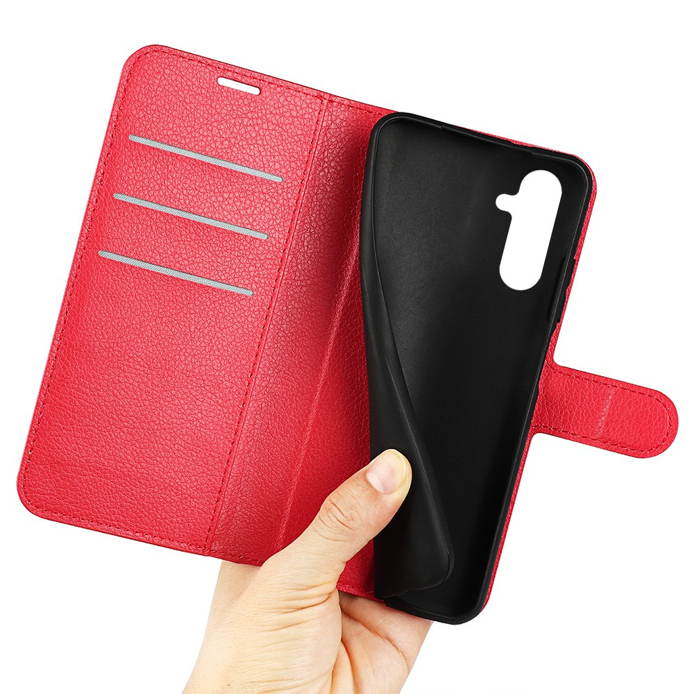Samsung Galaxy A54 5G Leder Tasche Flip Cover Litchi Look - Rot