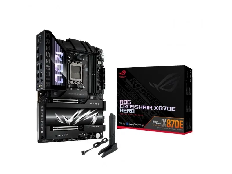 ASUS ROG CROSSHAIR X870E HERO - Bundkort - ATX - Socket AM5 - AMD X870E Chipset - USB4, USB-C 3.2 Gen2, USB 3.2 Gen 2 - Wi-Fi 7, 2.5 Gigabit LAN, 5 Gigabit Ethernet, Bluetooth - onboard grafik (CPU påkrævet) - HD Audio (8-kanaler)