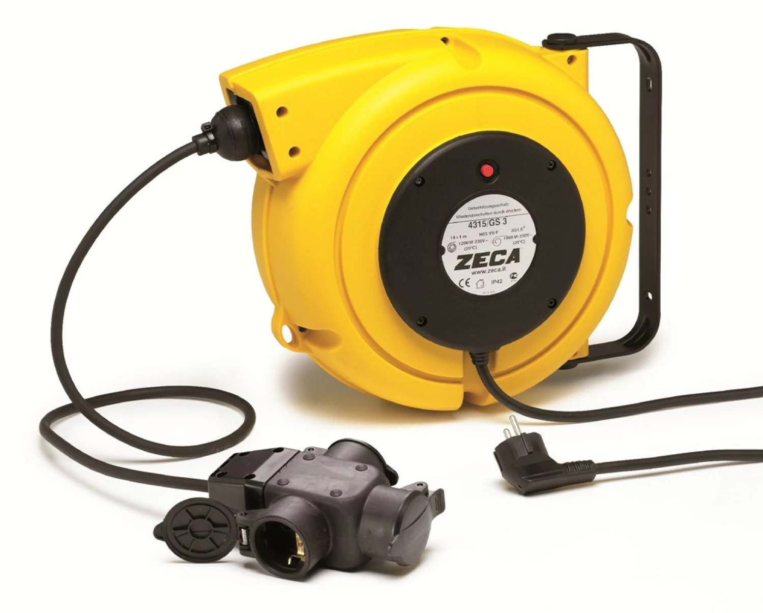 Zeca ZEEL4315/GS 3 Kabelhaspel met PVC kabel 3 stroomgeleiders - H05VVF - 3x1,5mm² - 14 1m