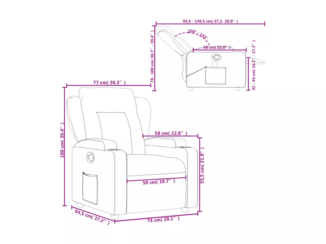 Fauteuil inclinable Cappuccino Similicuir
