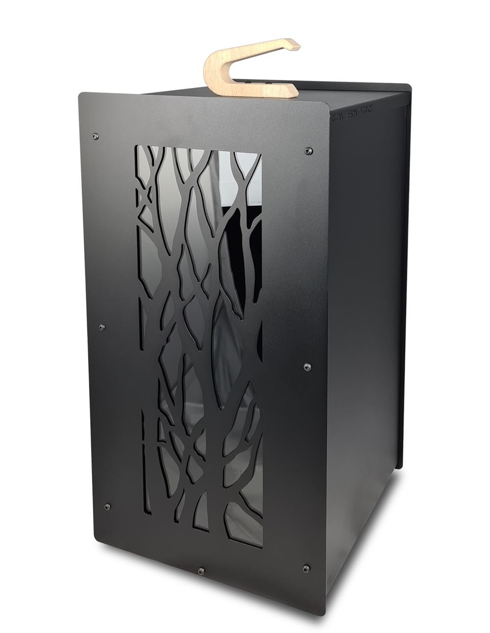 Poignée bois pour le stockage de granulés de bois Granulebox
