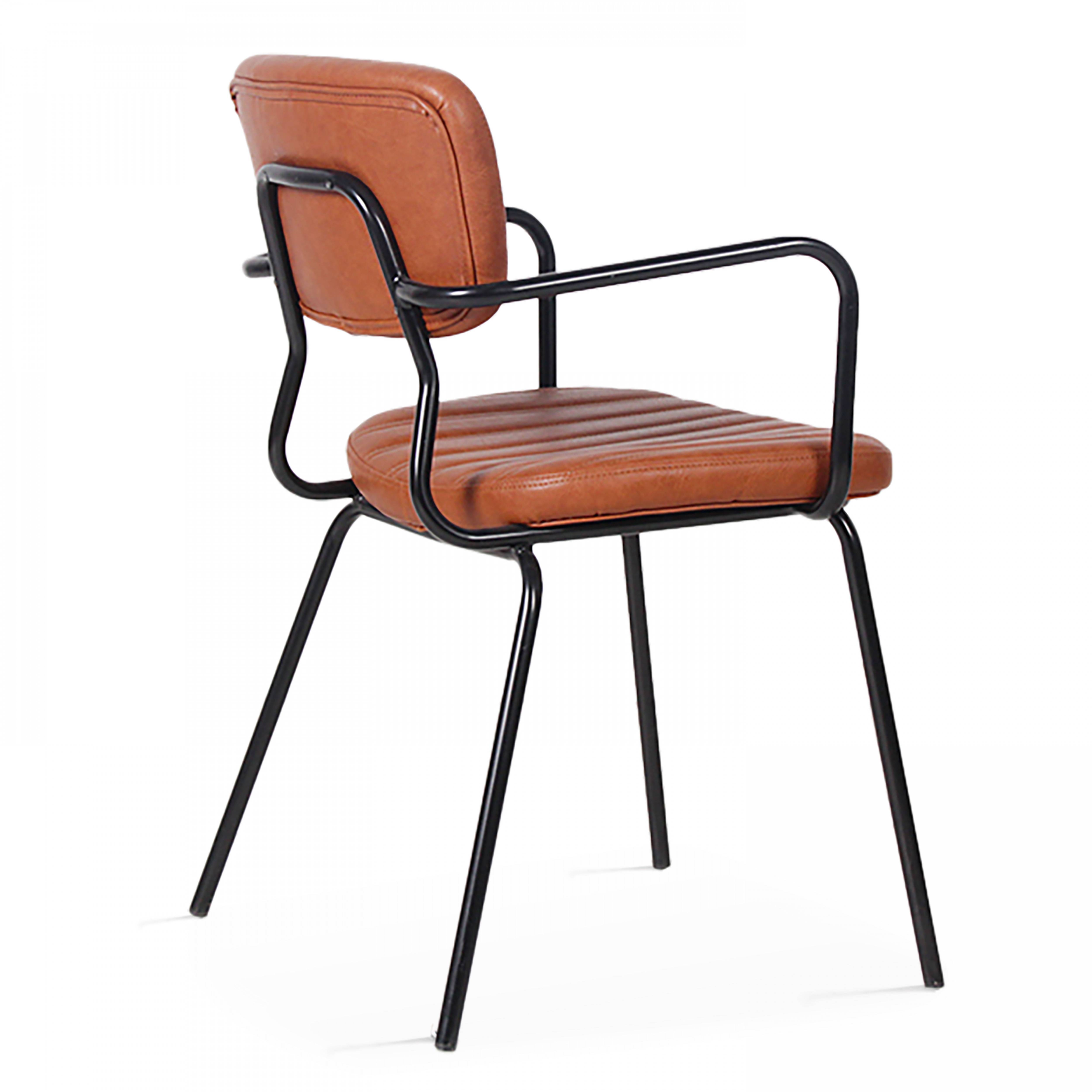 Lot de 2 chaises avec accoudoirs en textile enduit marron foncé
