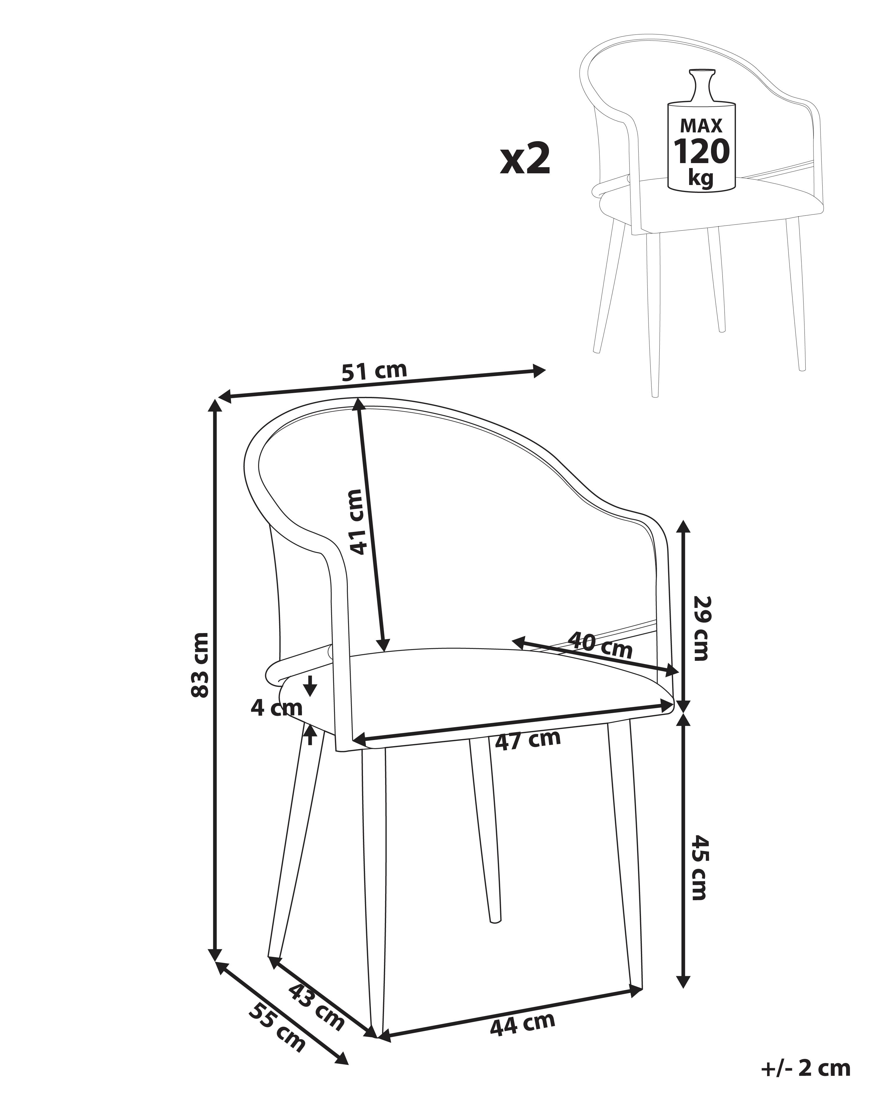 Set van 2 eetkamerstoelen WEIMAR Metaal Lichtbruin