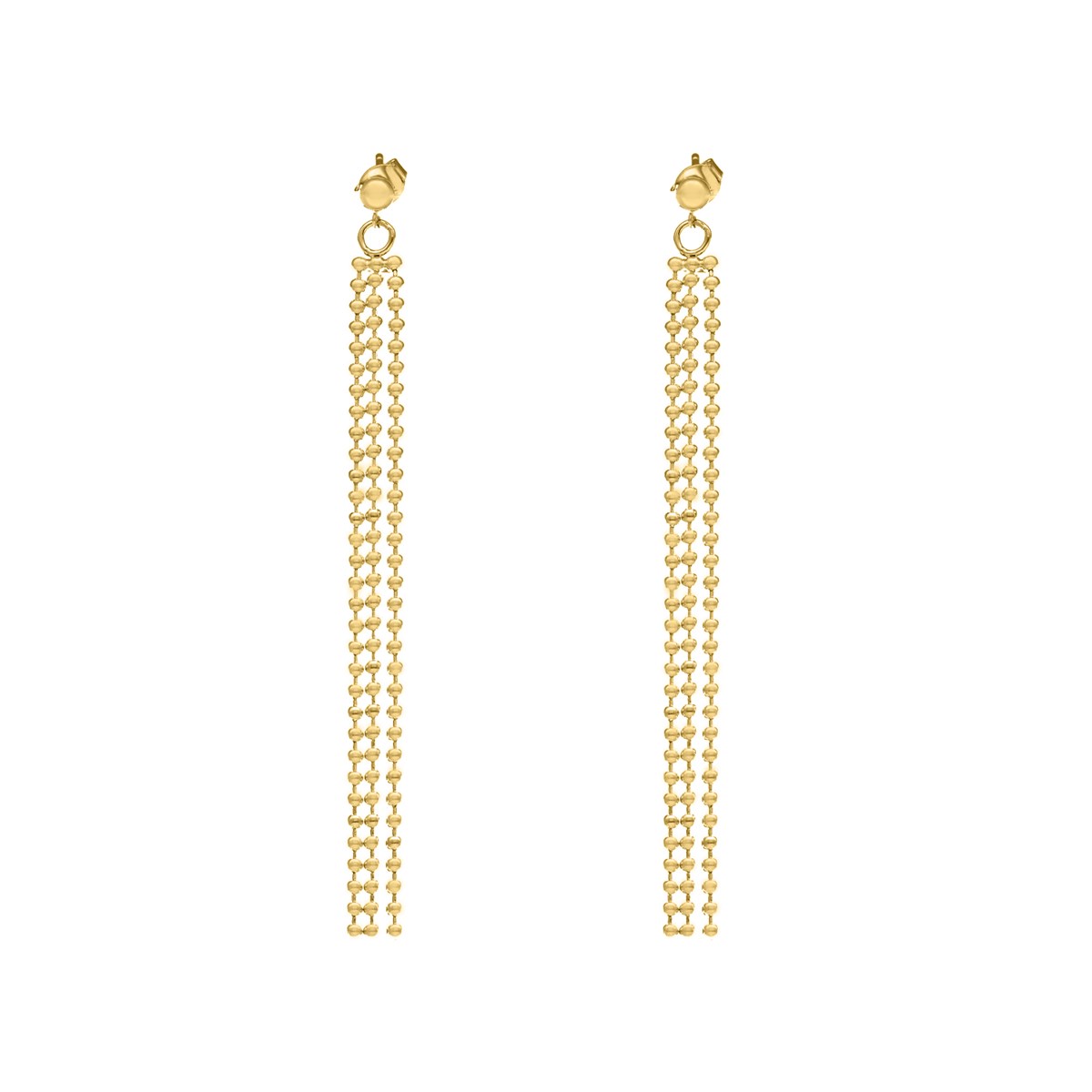 Boucles D'oreilles Trois Rangs Argent Doré Boules