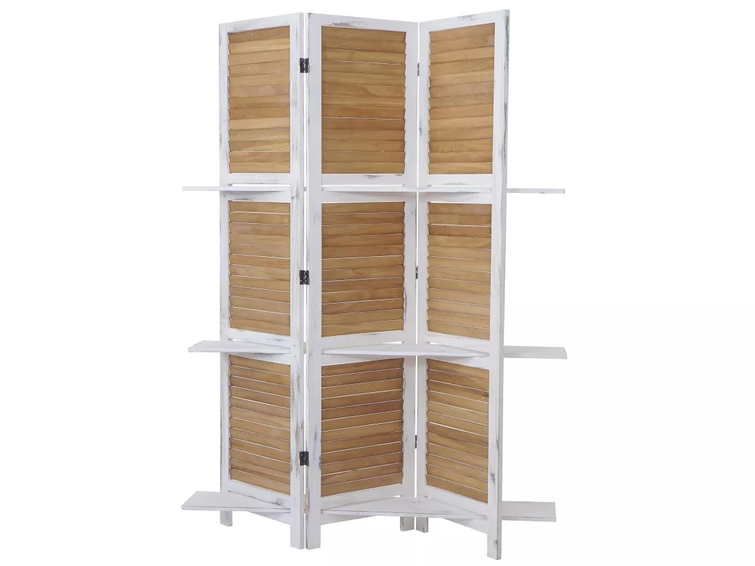 Paravent cloison de séparation bois blanche 125 x 20 x 170 cm 04_0003953