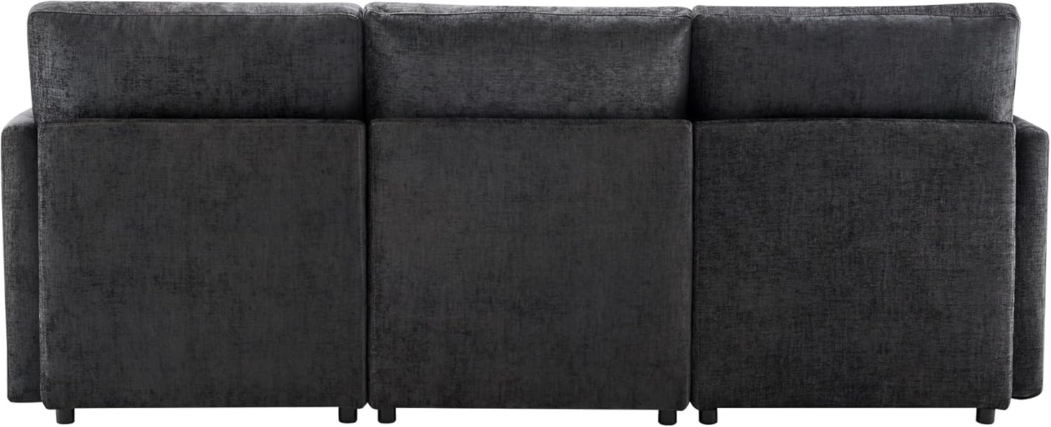 Merax Ecksofa L-Form Modulares 3-Sitzer Sofa mit umwandelbarem Fußhocker, Chenille-Stoff, Premium Komfort, Raumsparend & Wandelbar,Grau