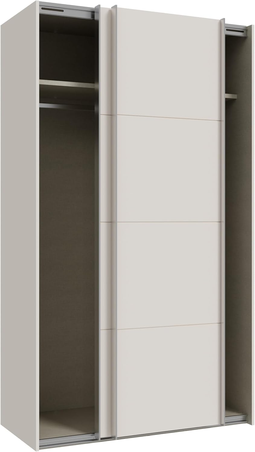 Forte SOPHISTISPACE Kleiderschrank 120, moderner Schwebetürenschrank, 2-türig, Einlegeböden, Kleiderstange, Holzwerkstoff, Kaschmir|Beige, 120,1 cm breit x 210,5 cm hoch x 62,9 cm tief