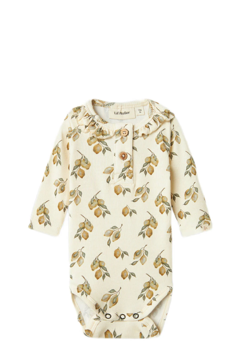 LIL' ATELIER romper met ruches offwhite/groen