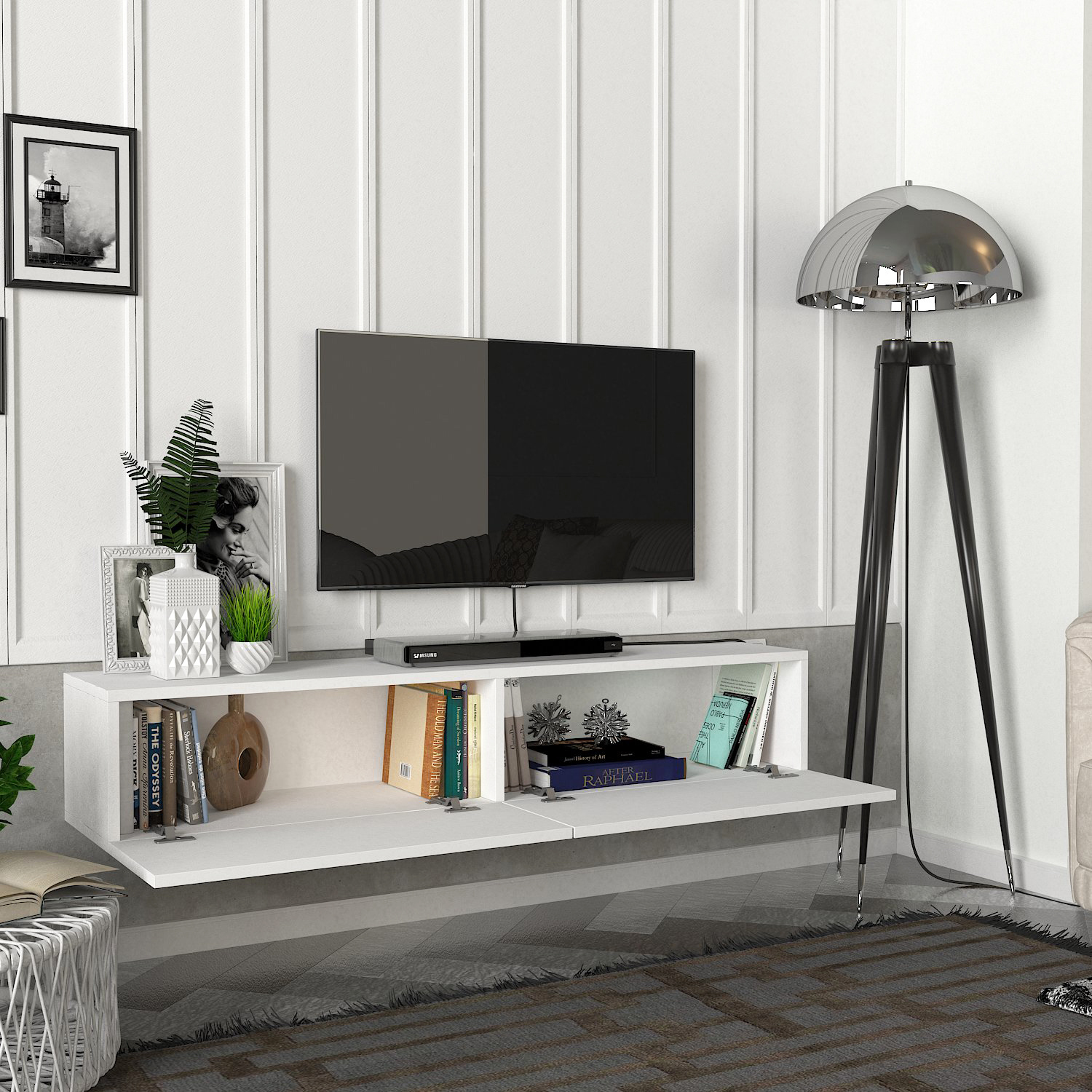 TV Lowboard - weiß - hängend - 135 cm