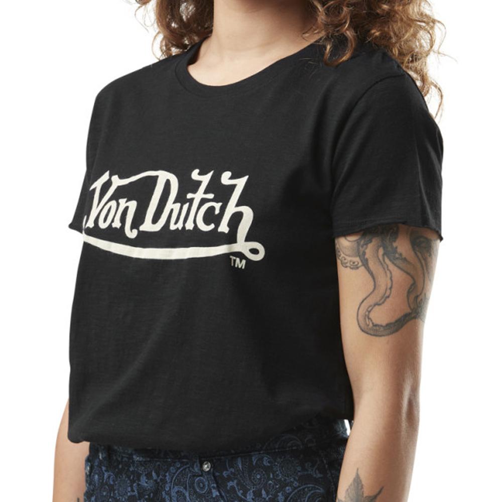 Von Dutch T-shirt Noir Femme Von Dutch Slub