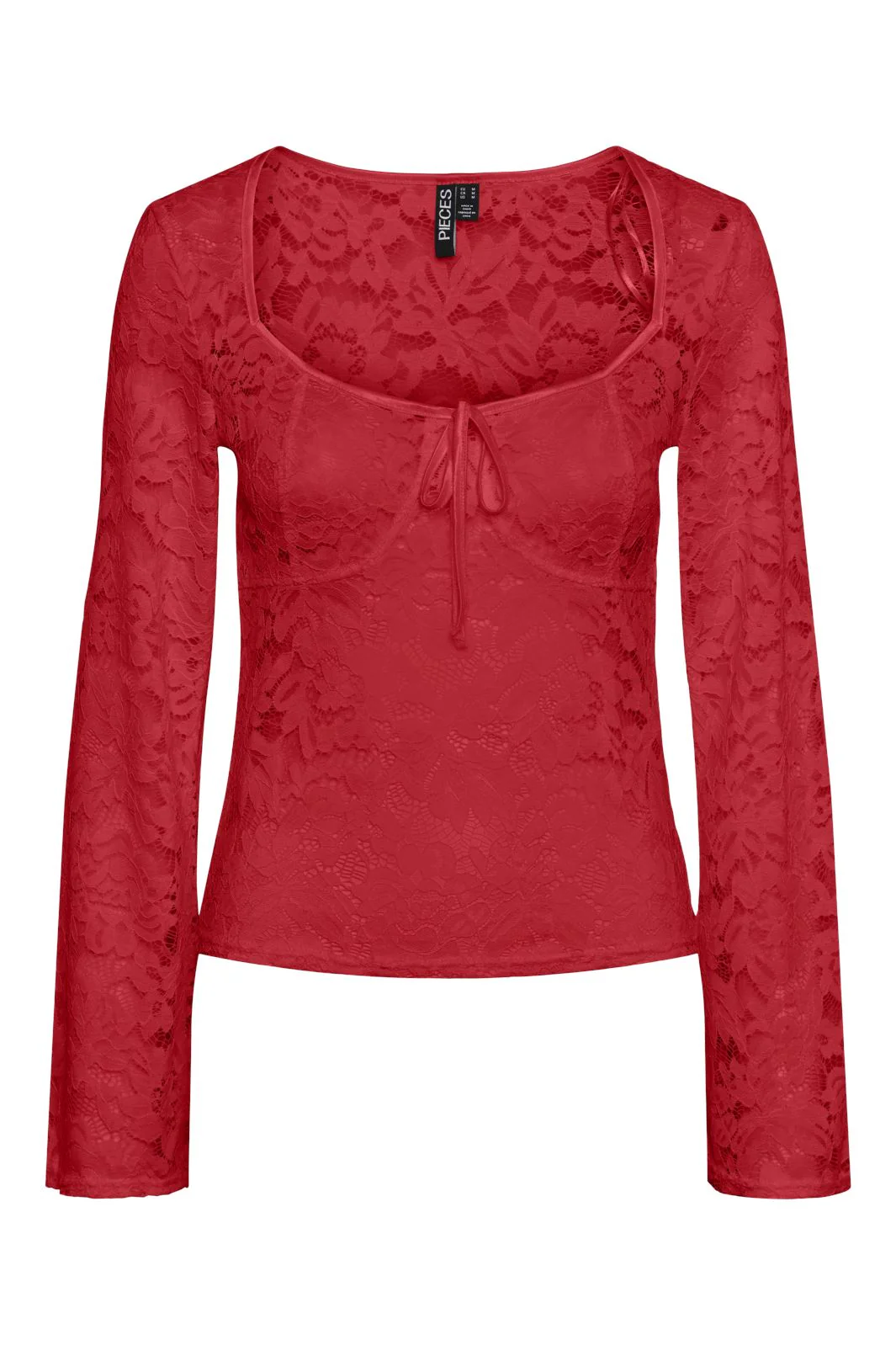 Pieces Pcamalie Ls Lace Top 4709985 high risk red