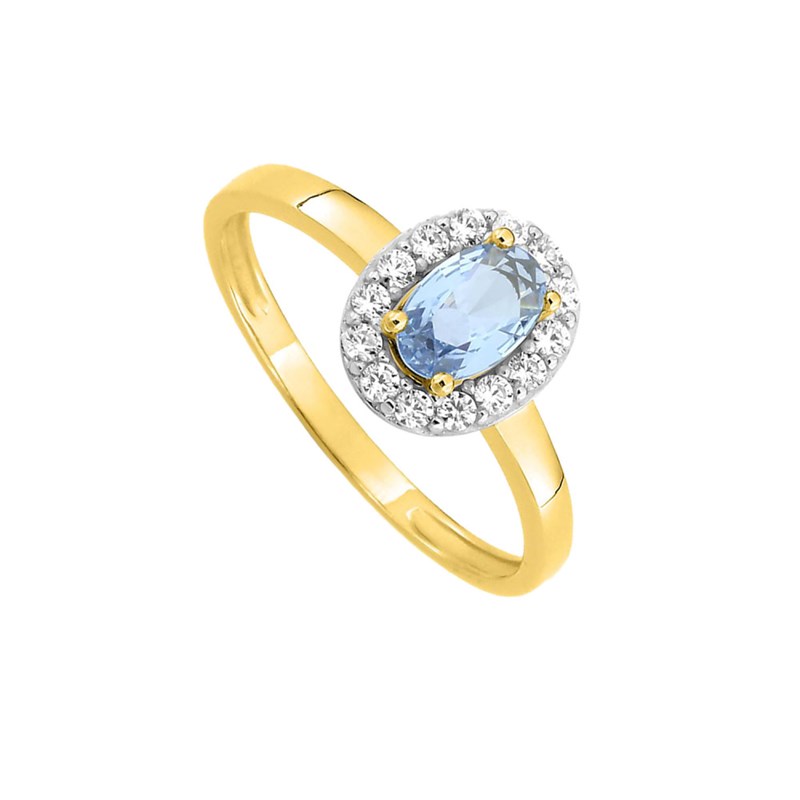 Bague femme - aigue marine - Or 18 Carats