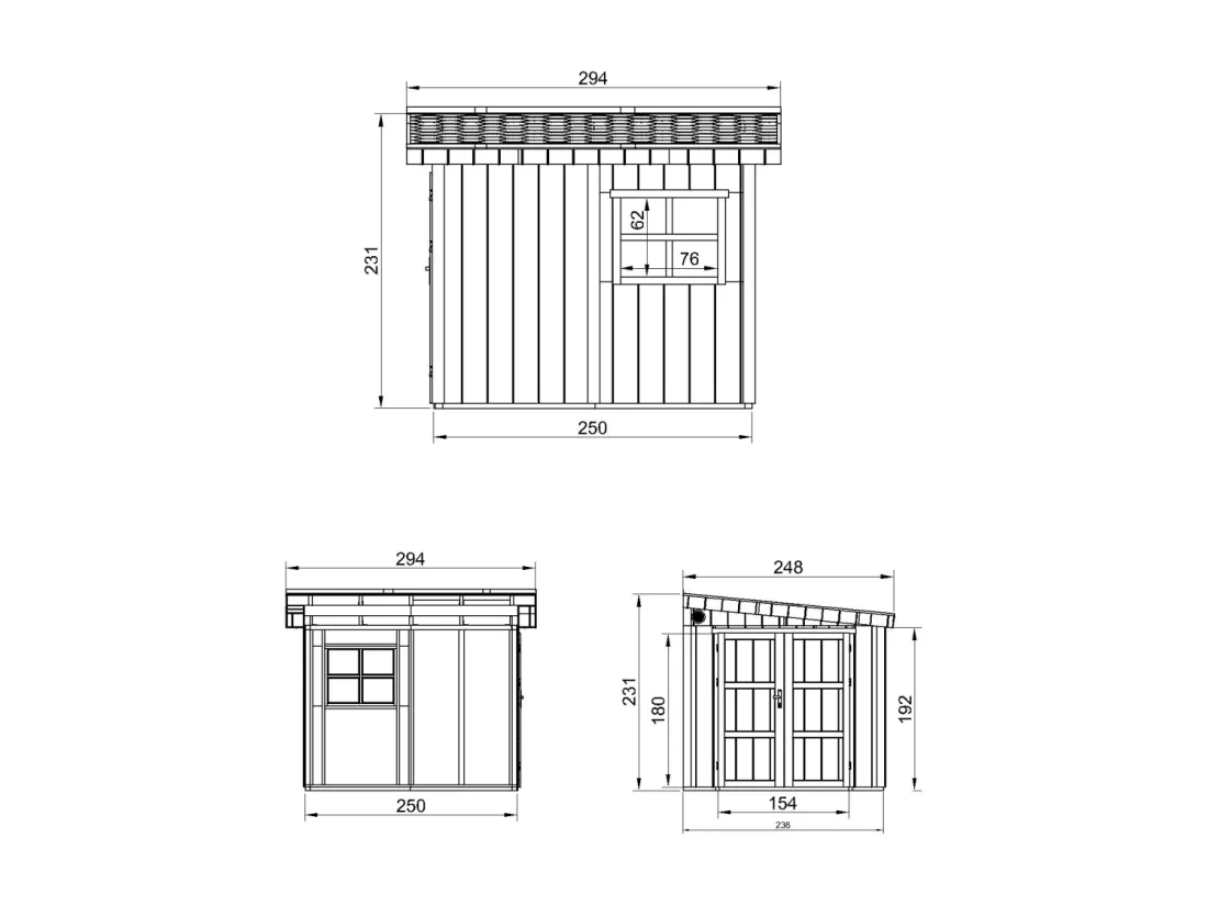 Abri de Jardin Qualité Premium 5,9 m² - H231x248x294 cm - Sans plancher e paroi latérale - Timbela M938B